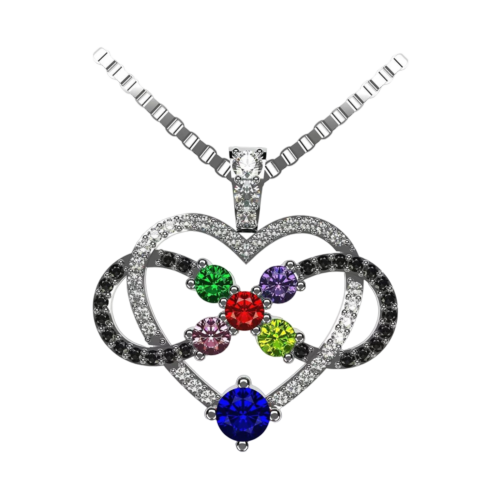 Double Square Dancing Stone Necklace Pendant